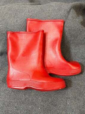 Vintage 1960s Child Red Rubber Rain Boots Galoshes Made in USA
